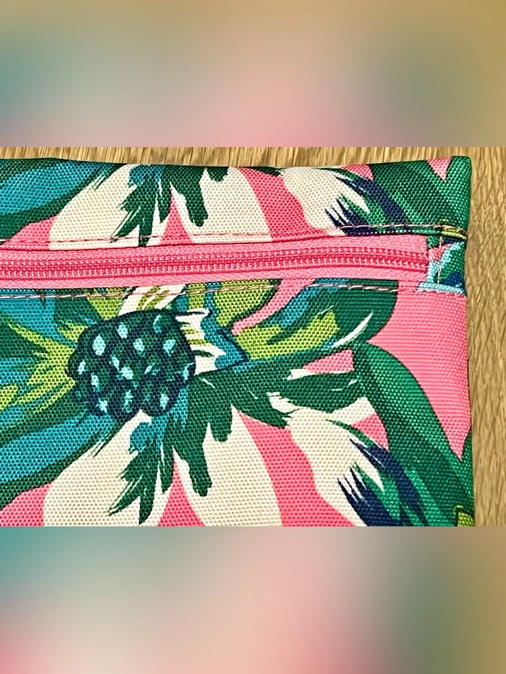 Vera Bradley Zippered Pencil Pouch Lighten Up Tropical Paradise NWT Pink Green